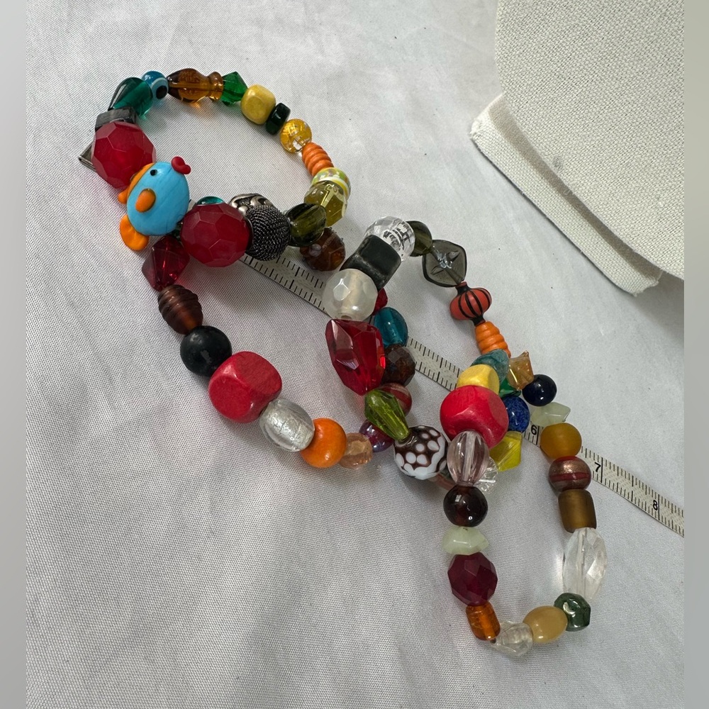Four Multi Colored Stretch Bead Bracelets - image 2